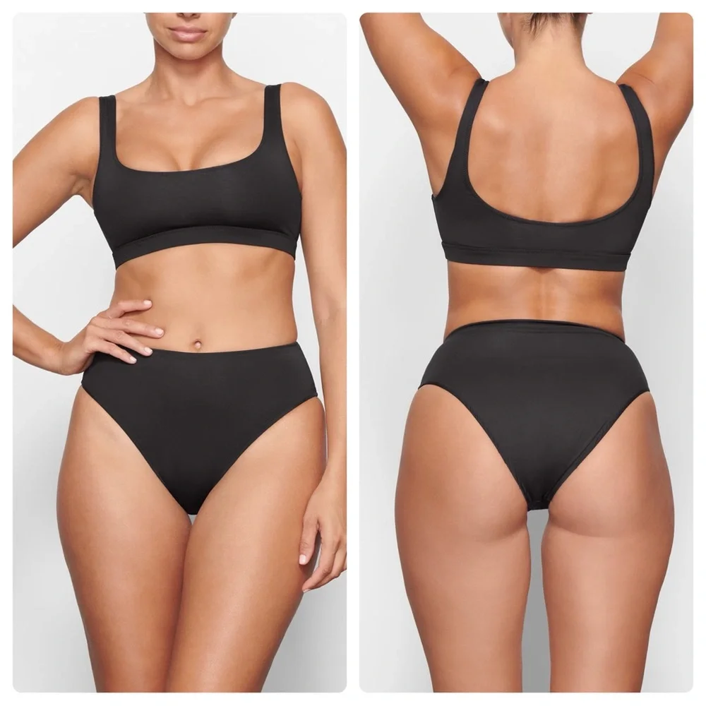 NWT Skims Signature Swim Mid Rise Bikini Bottoms Onyx Women’s 3X